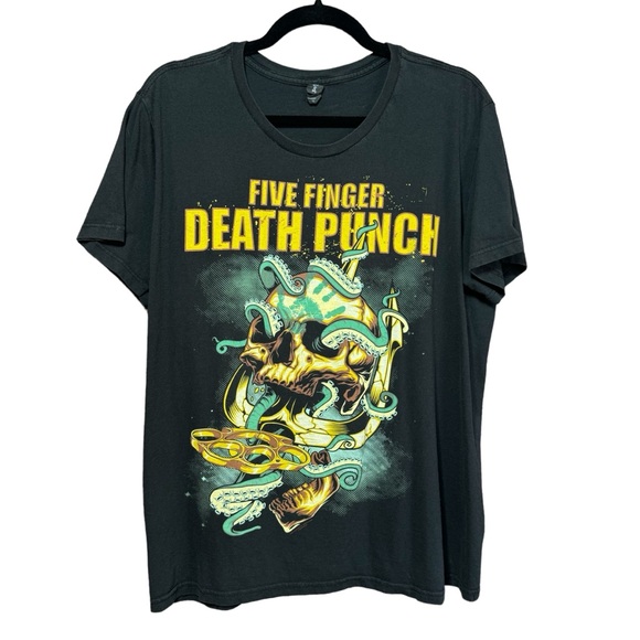Bay Island- Black Five Finger Death Punch Graphic Tee- Sz. L - Picture 1 of 6